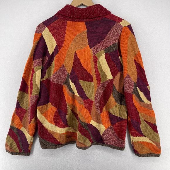 SIGRID OLSEN Sweater Womens PL Petite Colorblock Shawl Wool Blend Cardigan Red - Picture 2 of 14